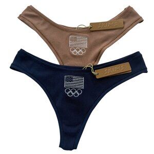 SKIMS Soft‎ Lounge Dipped Thong Team USA Lot of 2 Navy Sienna XXS
